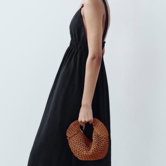 Zara NWT woven crochet detail multiway gold chain purse handbag shoulder bag - Picture 7 of 8